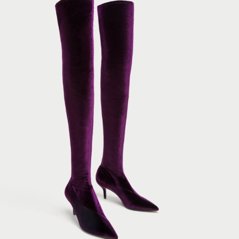 🚫SOLD 🚫 [ZARA] AUBERGINE OVER THE KNEE BOOTS - Picture 5 of 7